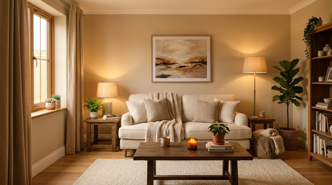 Echo the couch color for a grounded feel